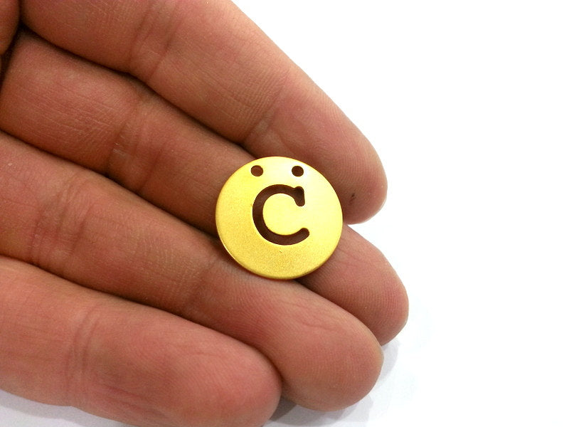 20mm   Letter C Pendant  ,   Gold Plated Brass G2345