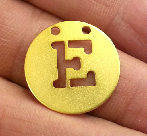 Gold Charms Letter E Charm Gold Plated Brass 20mm   G2347