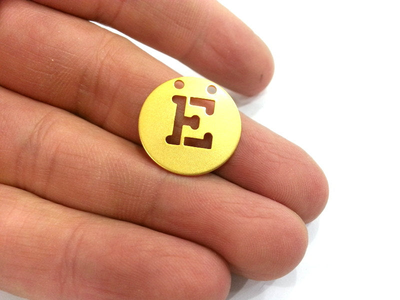 Gold Charms Letter E Charm Gold Plated Brass 20mm   G2347