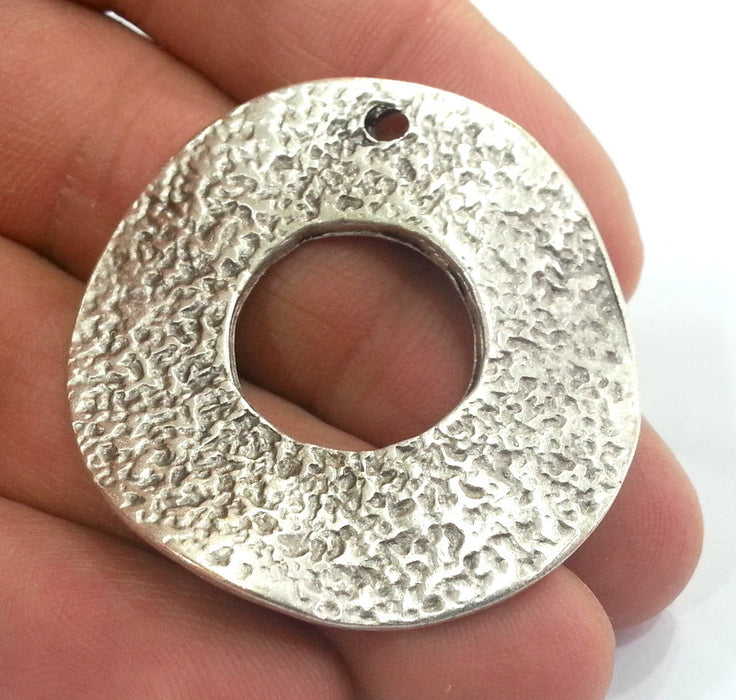 Silver Circle Pendant Silver Plated Metal  38mm  G10956