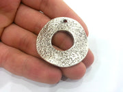 Silver Circle Pendant Silver Plated Metal  38mm  G10956