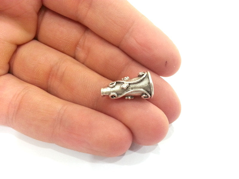 2 Silver Cone Antique Silver Plated Brass  Cones , Findings (18x10 mm)  G12930
