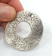Silver Circle Pendant Silver Plated Metal  38mm  G10956