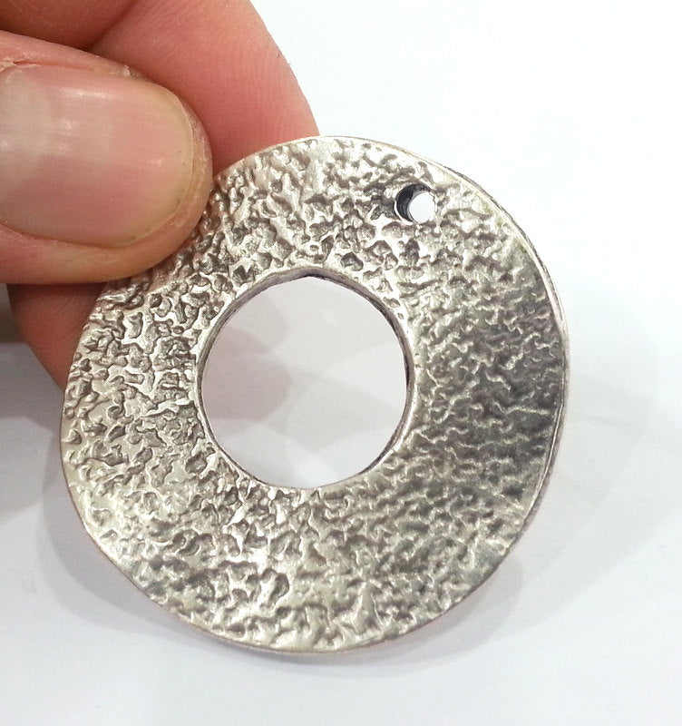 Silver Circle Pendant Silver Plated Metal  38mm  G10956