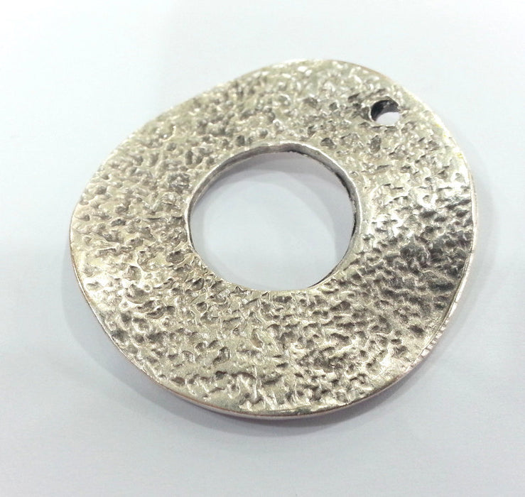 Silver Circle Pendant Silver Plated Metal  38mm  G10956