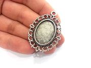 Silver Pendant Blank Antique Silver Plated Bezel Settings,Cabochon Base,Mountings 25x18 blank  G12143