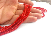 135 Pcs (4x3 mm)  Red Rondelle Faceted Glass Beads ,1 strand approx 45 cm ( approx 17,5 inch) G2385