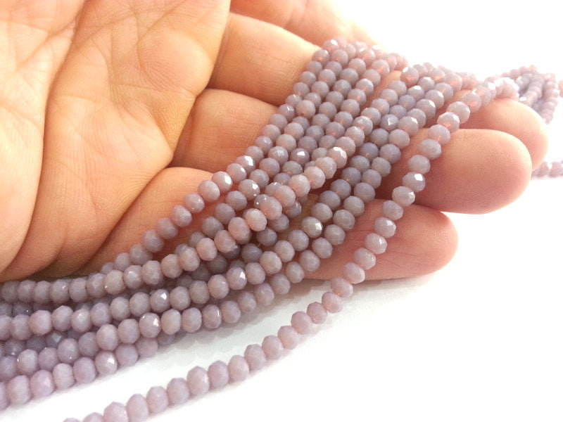 Rosybrown Rondelle Glass Beads 135 Pcs (4x3 mm)  Faceted Glass Beads , 1 strand approx 45 cm ( approx 17,5 inch) G2390