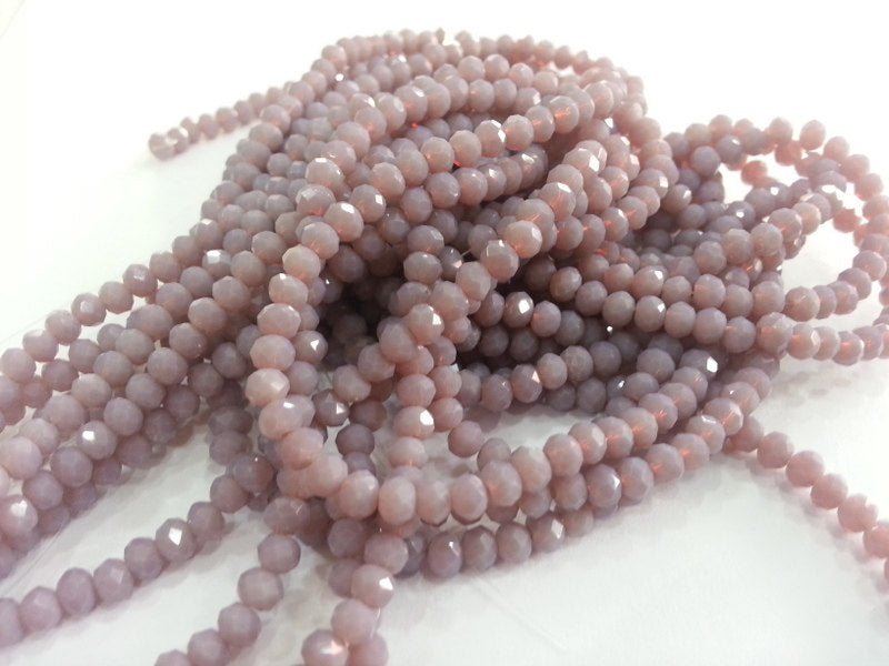 Rosybrown Rondelle Glass Beads 135 Pcs (4x3 mm)  Faceted Glass Beads , 1 strand approx 45 cm ( approx 17,5 inch) G2390