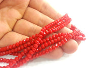 135 Pcs (4x3 mm)  Red Rondelle Faceted Glass Beads ,1 strand approx 45 cm ( approx 17,5 inch) G2385
