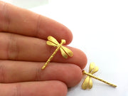 2 Gold Charms Dragonfly Charms , Gold Plated Brass 2 Pcs (22x20 mm)   G9863
