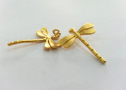 2 Gold Charms Dragonfly Charms , Gold Plated Brass 2 Pcs (22x20 mm)   G9863