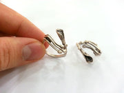 5 Antique Silver Plated Brass Adjustable Ring Blank  5 Pcs (6mm  Blank)  G2401