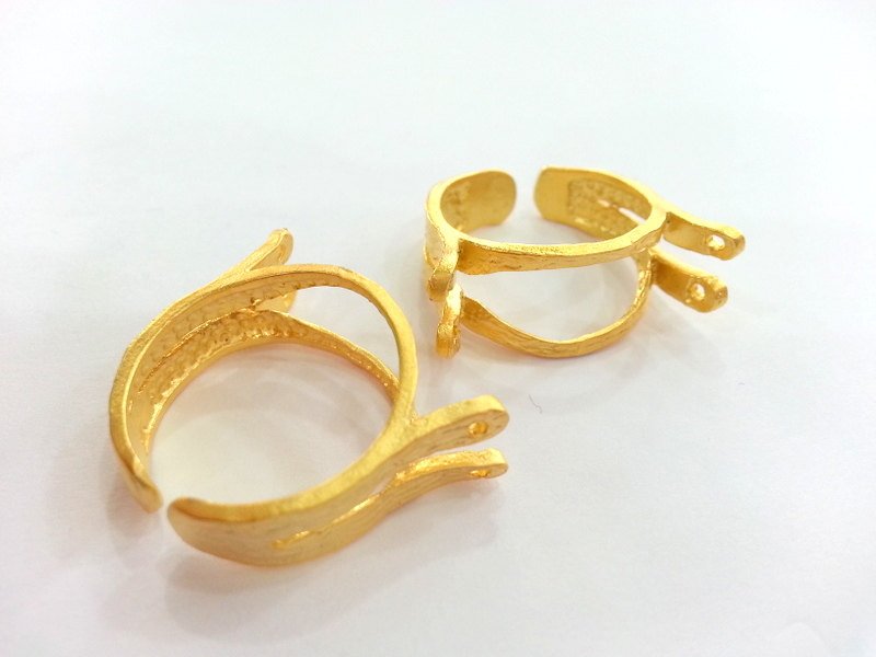 Adjustable  Ring Findings , Gold Plated Brass  G15423