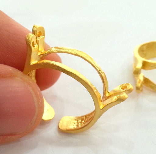 Adjustable  Ring Findings , Gold Plated Brass  G15423
