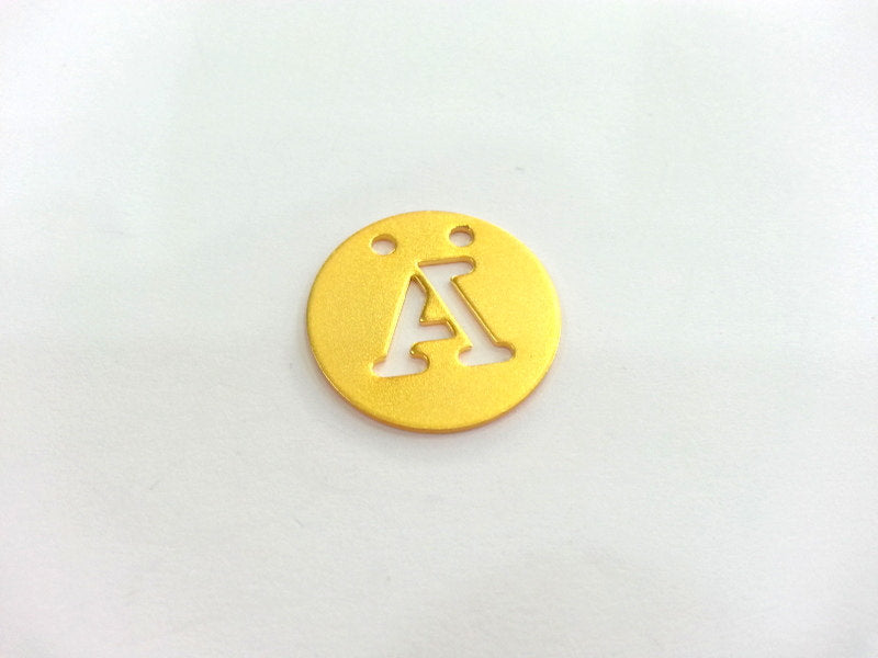 20mm  Letter A charm, Gold Plated Brass G2405