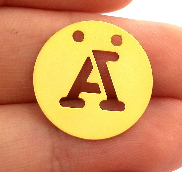 20mm  Letter A charm, Gold Plated Brass G2405