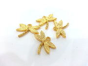 5 Dragonfly Charms, Gold Plated Metal (18x14 mm)  G2409
