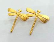 2 Dragonfly Charms Gold Plated Brass (28x26 mm)  G9862