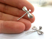 2 Dragonfly Charms Antique Silver Plated Brass (22x20 mm)  G13679