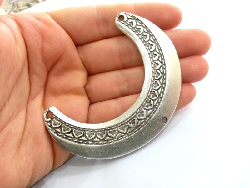 Silver Tribal Pendant Antique Silver Plated Metal  Connector , Pendants 80x20 mm   G14379