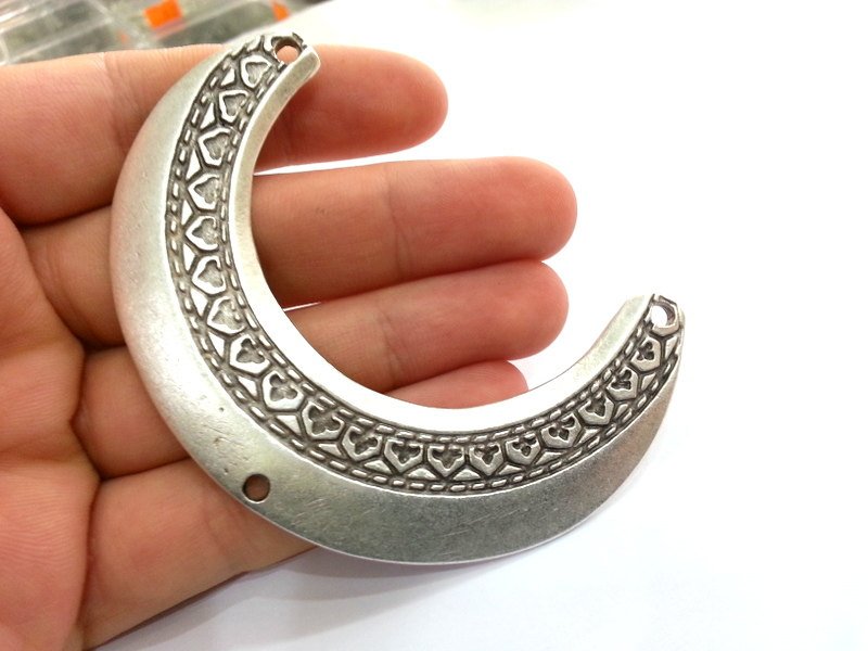 Silver Tribal Pendant Antique Silver Plated Metal  Connector , Pendants 80x20 mm   G14379