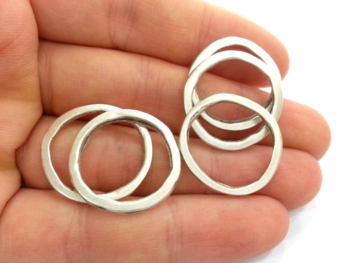 5  Silver Circle Pendant Antique Silver Plated Circle Ring Connector ,Findings 5 Pcs (22 mm) G10984