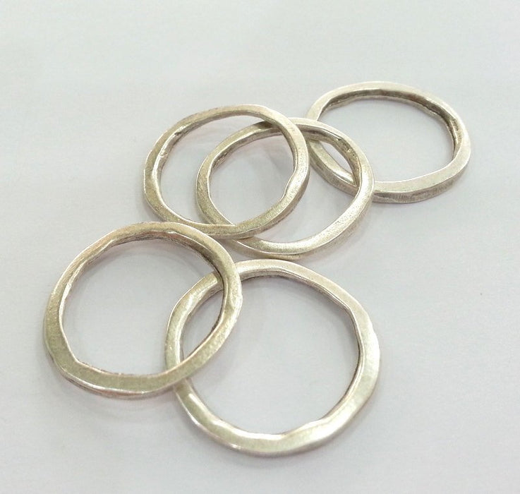 5  Silver Circle Pendant Antique Silver Plated Circle Ring Connector ,Findings 5 Pcs (22 mm) G10984