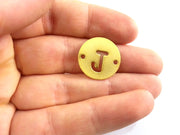 20mm   Letter J Pendant, Double Holes , Gold Plated Brass  G2406