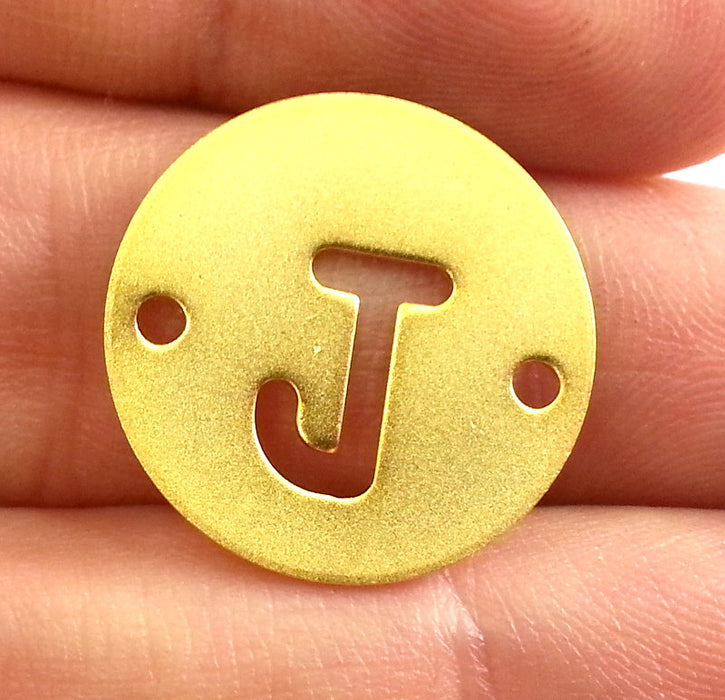 20mm   Letter J Pendant, Double Holes , Gold Plated Brass  G2406