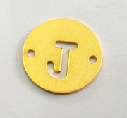 20mm   Letter J Pendant, Double Holes , Gold Plated Brass  G2406