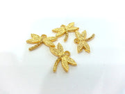 5 Dragonfly Charms, Gold Plated Metal (18x14 mm)  G2409