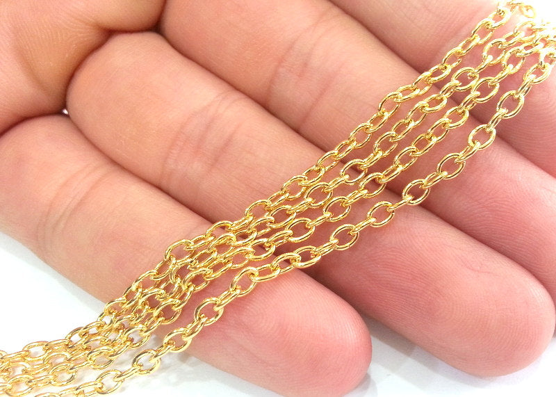 10 mt Gold Chain Gold Plated Metal Chain   (4x3 mm) G2439