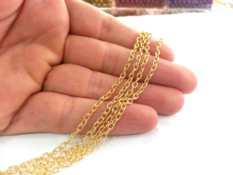 10 mt Gold Chain Gold Plated Metal Chain   (4x3 mm) G2439