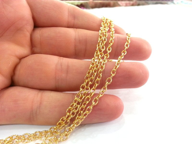 Gold Chain Gold Plated Metal Chain 1 Meter - 3.3 Feet  (4x3 mm) G2439