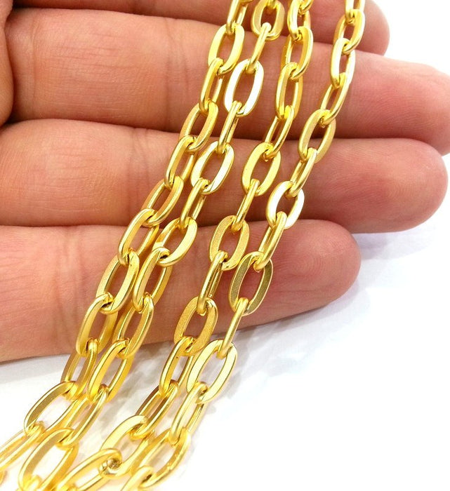 1 Meter - 3.3 Feet  (9x5 mm)   Gold Plated  Chain G2447