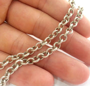 Silver Chain Antique Silver Plated Rolo Chain 1 Meter - 3.3 Feet  (4,8 mm)   G9963