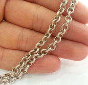 Silver Chain Antique Silver Plated Rolo Chain 1 Meter - 3.3 Feet  (4,8 mm)   G9963