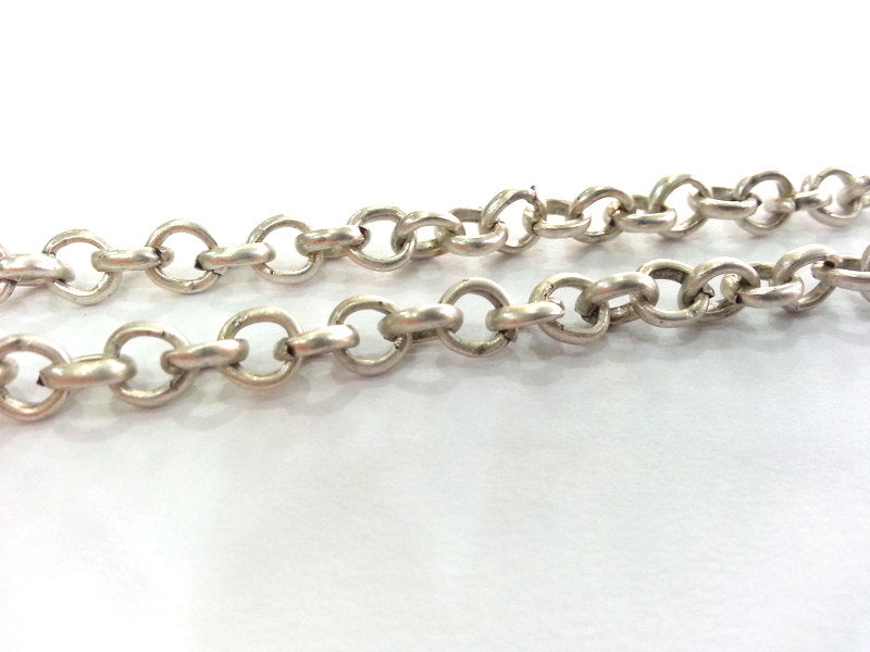 Silver Chain Antique Silver Plated Rolo Chain 1 Meter - 3.3 Feet  (4,8 mm)   G9963