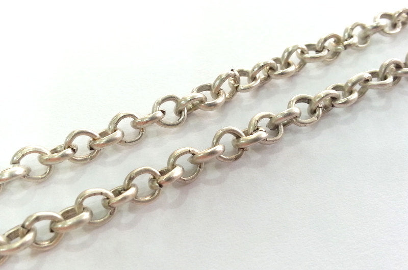 Silver Chain Antique Silver Plated Rolo Chain 1 Meter - 3.3 Feet  (4,8 mm)   G9963