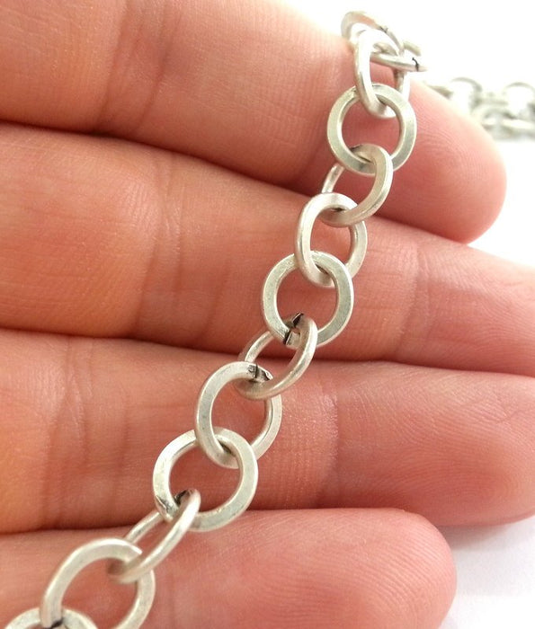 Silver Rolo Chain Antique Silver Plated Rolo Chain 1 Meter - 3.3 Feet  (9 mm)  G17444