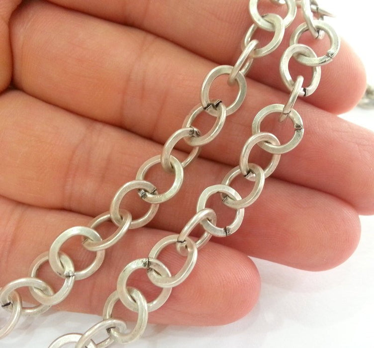 Silver Rolo Chain Antique Silver Plated Rolo Chain 1 Meter - 3.3 Feet  (9 mm)  G17444