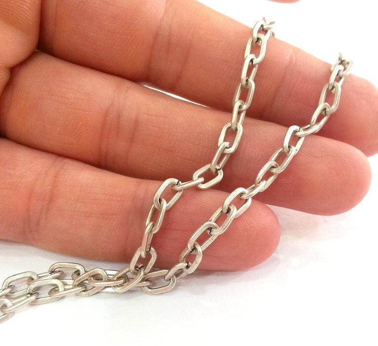 Silver Chain Antique  Silver Plated Chain 1 Meter - 3.3 Feet  (7x4 mm) G9562