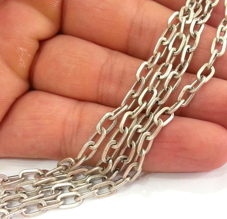 Silver Chain Antique  Silver Plated Chain 1 Meter - 3.3 Feet  (7x4 mm) G9562