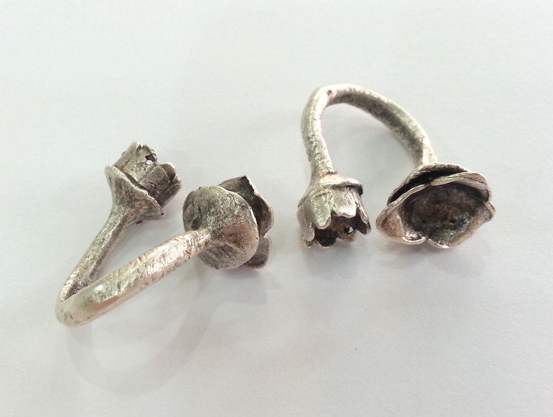 Silver Plated Brass Adjustable Ring Base Blank (8 and 10 mm Blank)  G3548