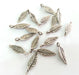 10 Silver Charms Leaf Charms Antique Silver Plated Brass  (20x7 mm)  G12932