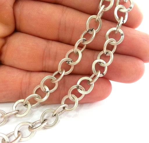 Silver Rolo Chain Antique Silver Plated Rolo Chain 1 Meter - 3.3 Feet  (9 mm)  G17444