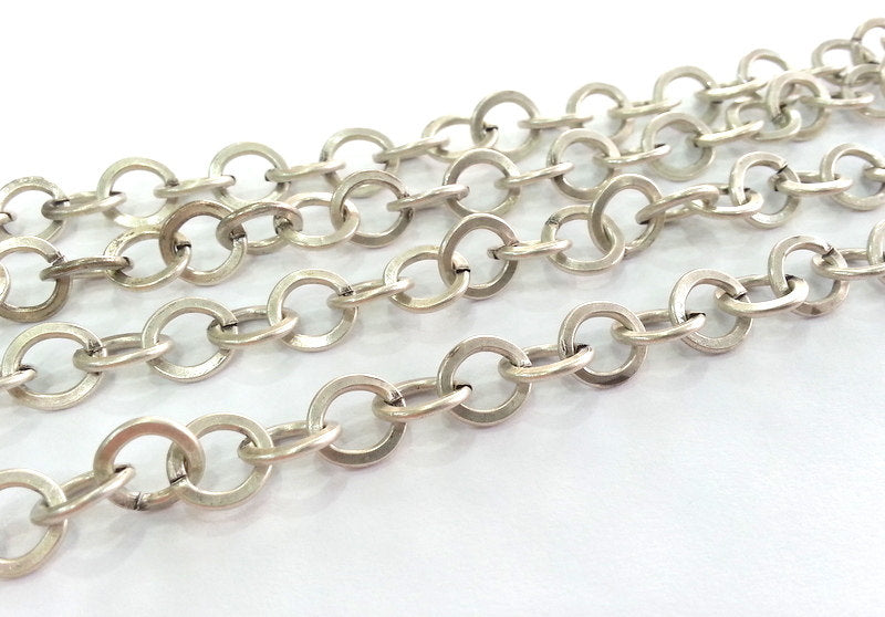 Silver Rolo Chain Antique Silver Plated Rolo Chain 1 Meter - 3.3 Feet  (9 mm)  G17444