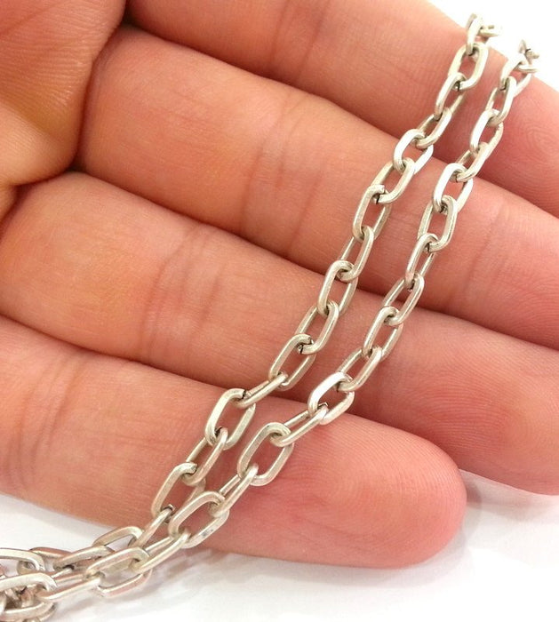 Silver Chain Antique  Silver Plated Chain 1 Meter - 3.3 Feet  (7x4 mm) G9562