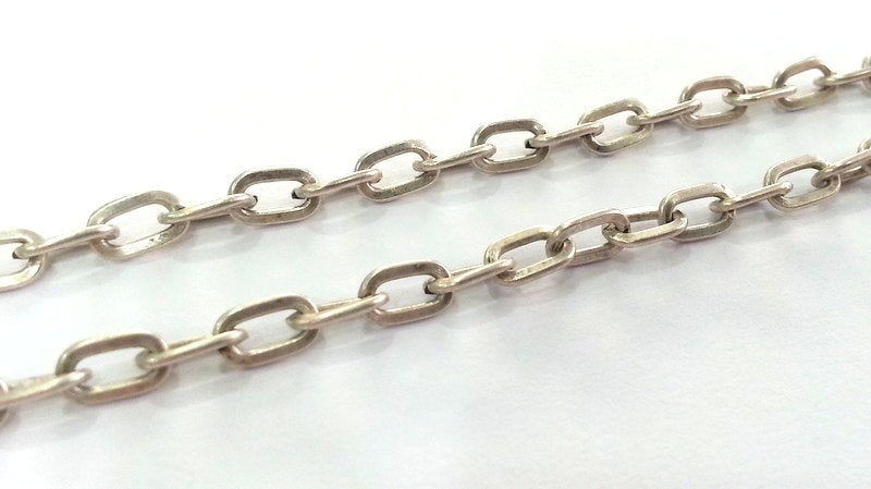 Silver Chain Antique  Silver Plated Chain 1 Meter - 3.3 Feet  (7x4 mm) G9562